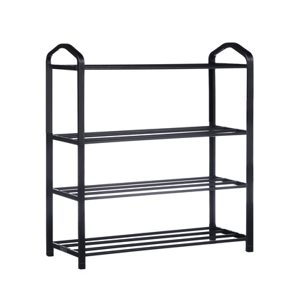 YSSOA 4-Tier Stackable Shoe Rack, 12-Pairs Sturdy Shoe Shelf Storage , Black Shoe Tower for Bedroom, Entryway, Hallway, and Closet