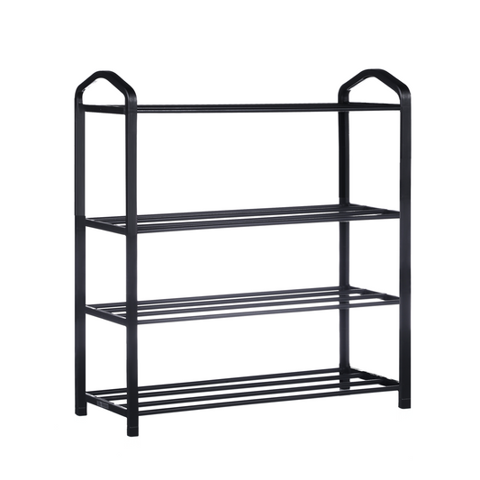 YSSOA 4-Tier Stackable Shoe Rack, 12-Pairs Sturdy Shoe Shelf Storage , Black Shoe Tower for Bedroom, Entryway, Hallway, and Closet