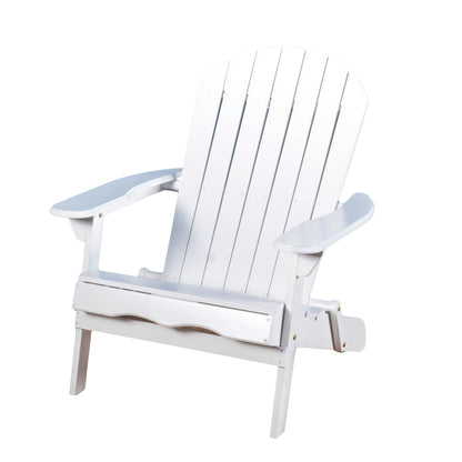 Milan Outdoor Acacia Folding White  Adirondack Chair