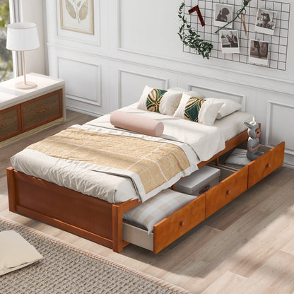 Orisfur. Twin Size Platform Storage Bed with 3 Drawers