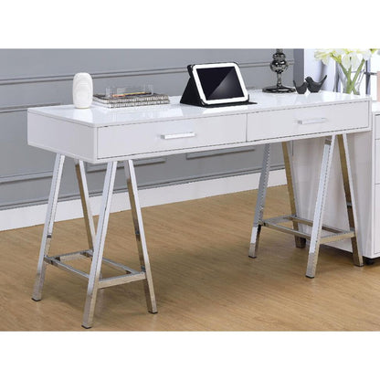 ACME Coleen Desk in White High Gloss & Chrome 92229