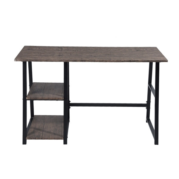 47.4"W X 19.7"D X 28.9"H Wooden Desk with 2 Storage Racks - WALNUT & BLACK