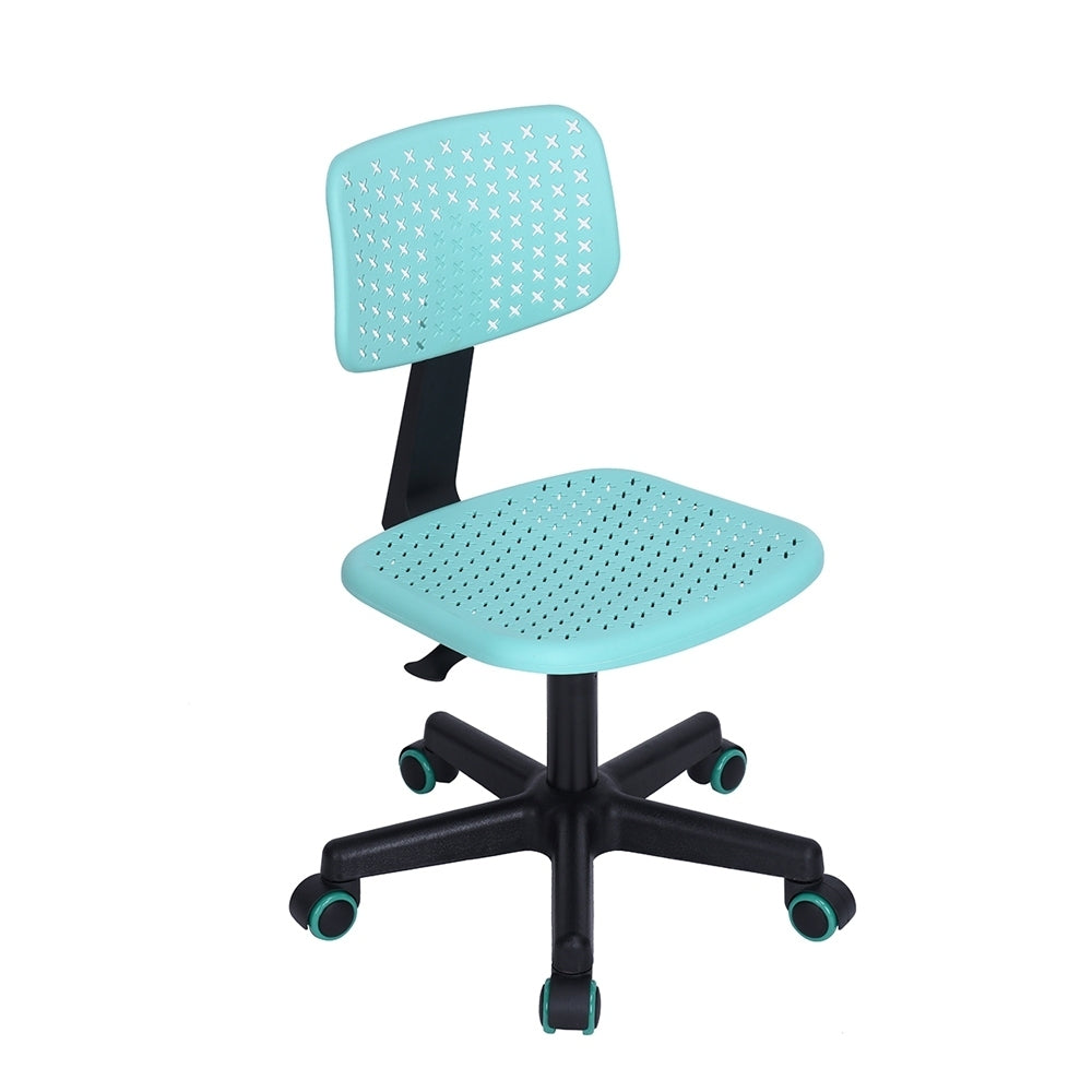 Plastic Children Student Chair; Low-Back Armless Adjustable Swivel Ergonomic Home Office Student Computer Desk Chair; Hollow Star - MINT GREEN