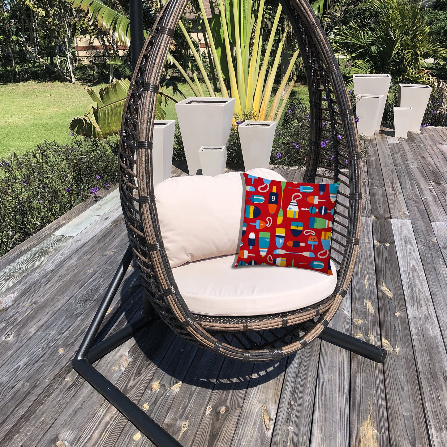 BUOY Red Indoor/Outdoor Pillow - Sewn Closure