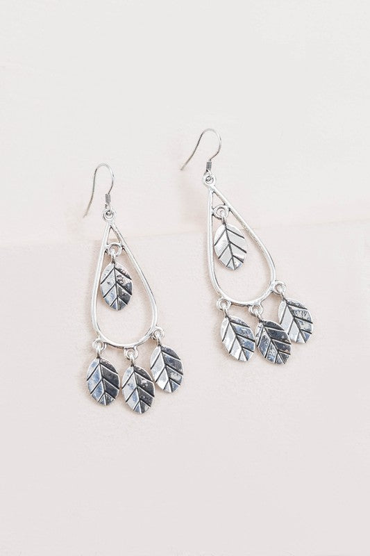 Wind Swept Leaf Earrings