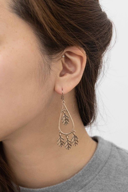 Wind Swept Leaf Earrings