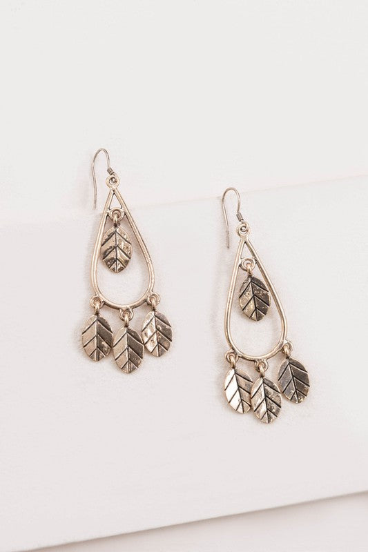 Wind Swept Leaf Earrings