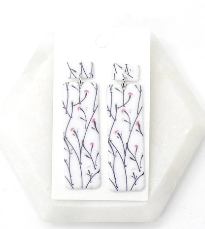 Cherry Blossom Block Acrylic Earrings