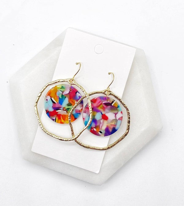 Rainbow  Disc Acrylic Chandelier Earrings