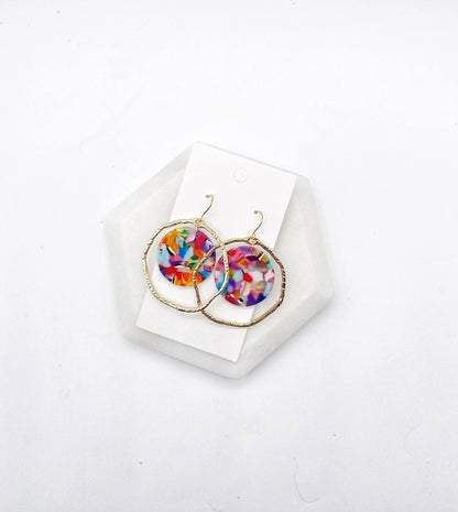 Rainbow  Disc Acrylic Chandelier Earrings