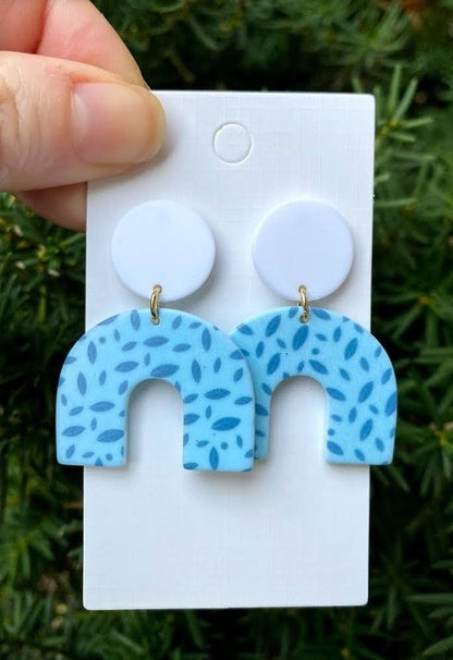 Blue White Arch Acrylic Earrings