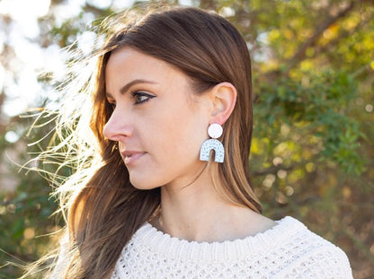 Blue White Arch Acrylic Earrings