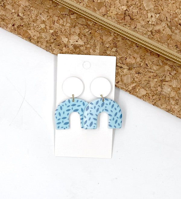 Blue White Arch Acrylic Earrings