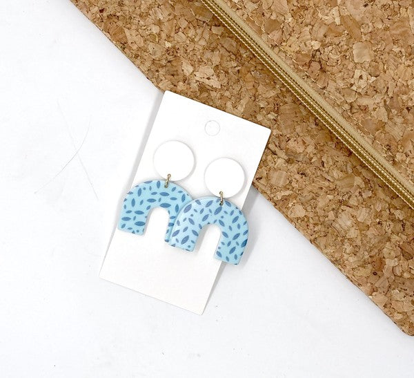 Blue White Arch Acrylic Earrings