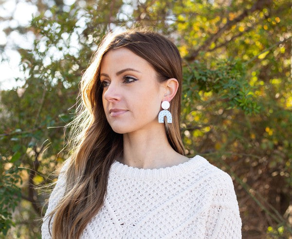 Blue White Arch Acrylic Earrings