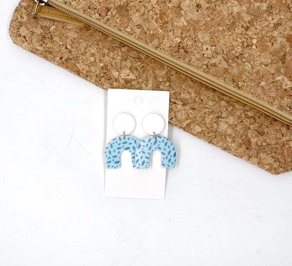 Blue White Arch Acrylic Earrings