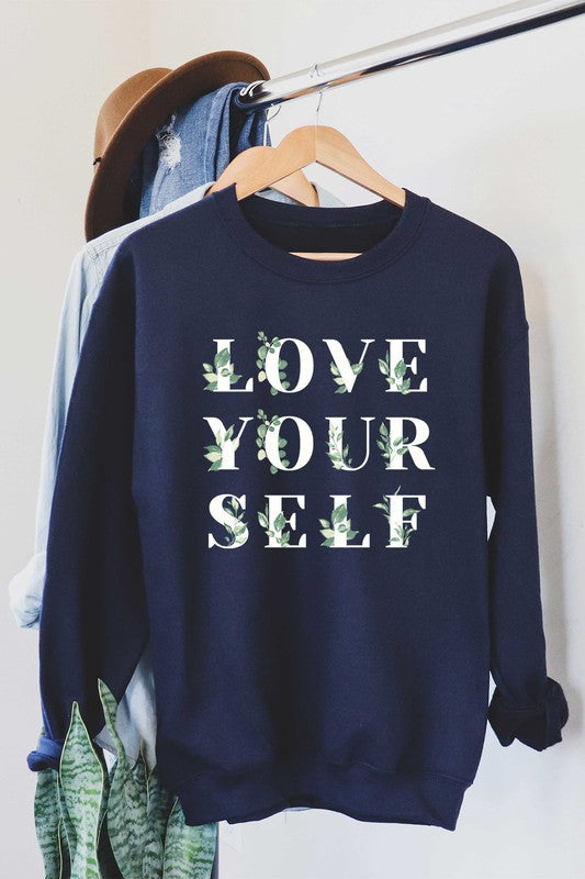 LOVE YOURSELF FLOWER GRAPHIC TODDLER SWEATSHIRT