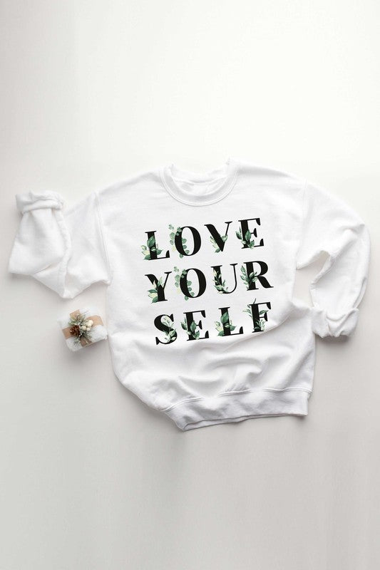 LOVE YOURSELF FLOWER GRAPHIC TODDLER SWEATSHIRT