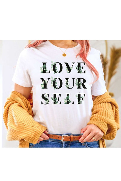 LOVE YOURSELF FLOWER GRAPHIC TODDLER TEE / T-SHIRT