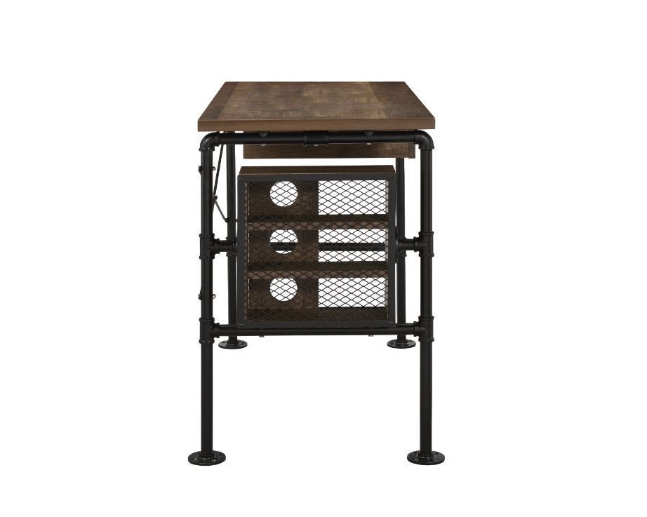 ACME Endang Writing Desk, Weathered Oak & Black Finish 92595