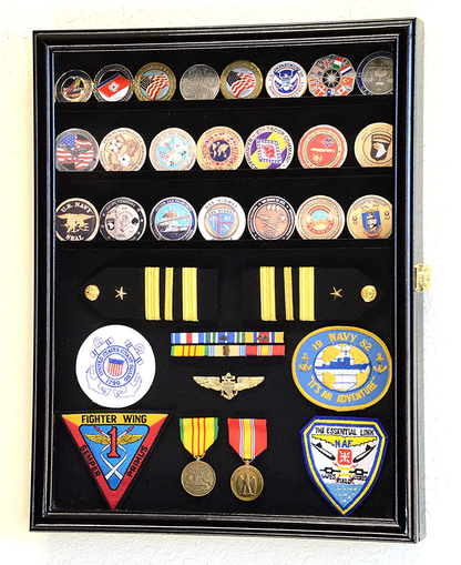 Challenge Coin/Medals/Pins/Badges/Ribbons/Insignia/Buttons Chips Combo Display Case Box by The Military Gift Store