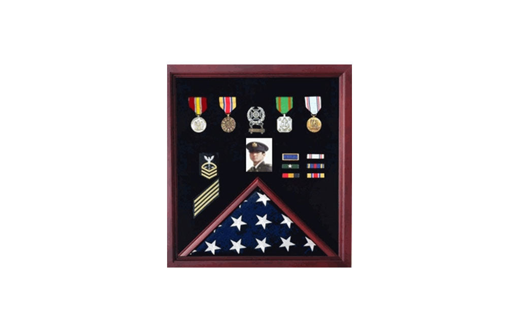 Flag Display Case Combination For Medals Photo - 3'x5' Flag by The Military Gift Store