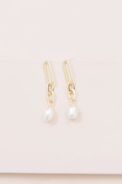 Secured Pearl Drop Earrings