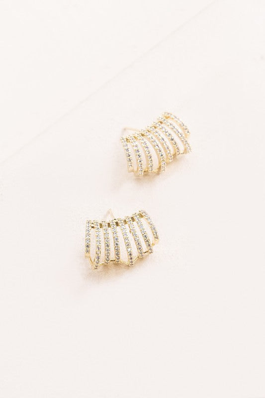 Armored Curved Huggie Hoop Earrings