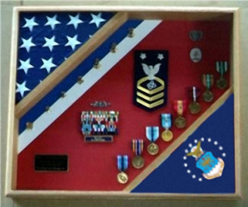 Air Force Retirement Gift, USAF Flag Shadow Box, USAF display, Great Air Force Retirement Gift by The Military Gift Store