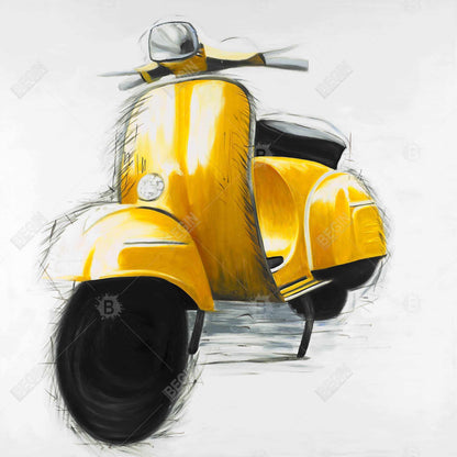 Yellow italian scooter - 32x32 Print on canvas