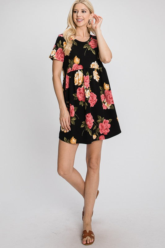 Flower Print  Baby doll dress