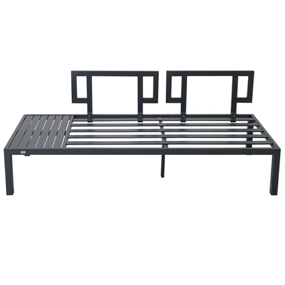 TOPMAX Outdoor 3-piece Aluminum Alloy Sectional Sofa Set with End Table and Coffee Table,Black Frame+Gray Cushion