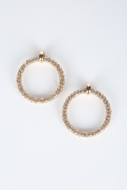 TRENDY RHINESTONE HOOP EARRINGS