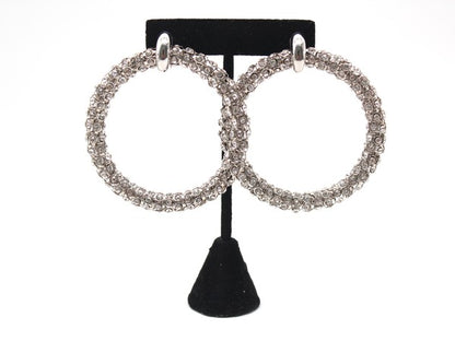 TRENDY RHINESTONE HOOP EARRINGS