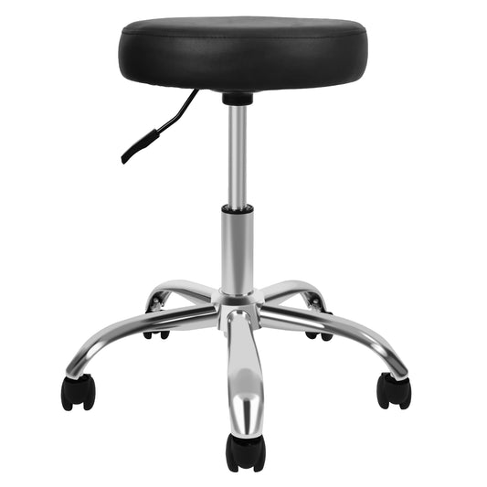YSSOA Round Stool Chair with Wheels Height Adjustable, Black