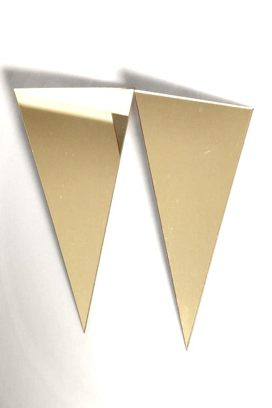 Gold Big Retro Triange Post Earrings