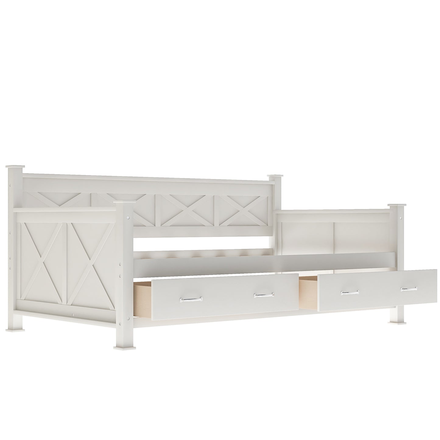 Twin  Size Wooden Modern and Rustic Casual Style Daybed, Cream White(New)