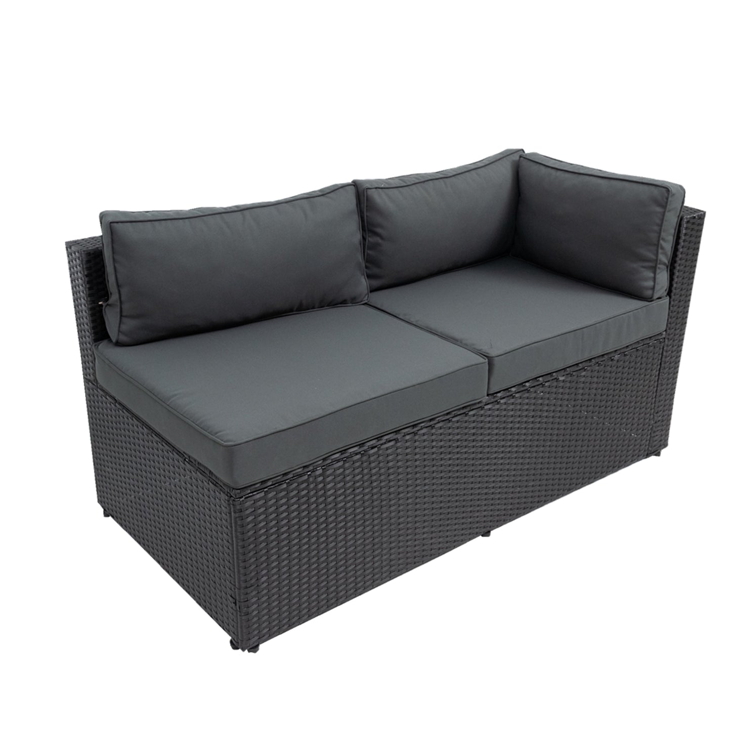 6 Piece Patio Rattan Wicker Outdoor Furniture Conversation Sofa Set with Storage Box Removeable Cushions and Temper glass TableTop