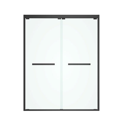 60 in. W x 76 in. HSliding Framed Shower Door in Black Finish with Clear Glass