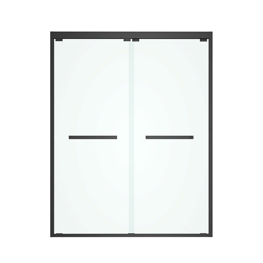 60 in. W x 76 in. HSliding Framed Shower Door in Black Finish with Clear Glass