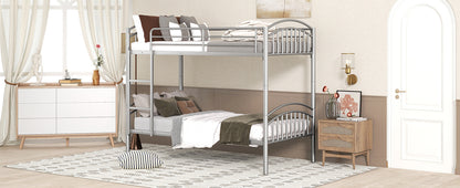 Twin Over Twin Metal Bunk Bed,Divided into Two Beds(Silver)（OLD SKU:MF280424AAN）