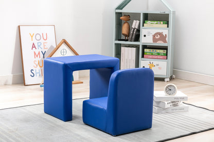 Blue Color 1pc Convertible Armchair/Table for Kids