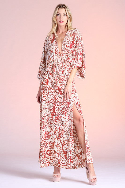 Siena Texture Print Kimono Maxi