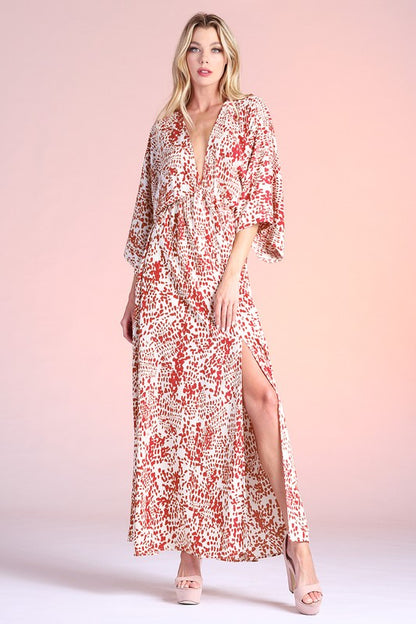 Siena Texture Print Kimono Maxi