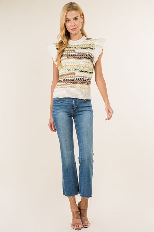 STRIPED JACQUARD PULLOVER VEST