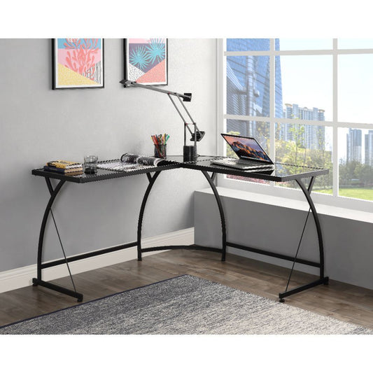 ACME Janison Desk, Black Glass & Black 92590