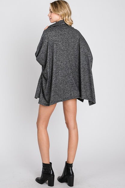 Hacci 2 tone Brushed cowl neck  Poncho