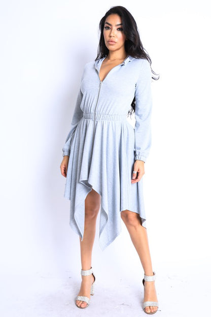 Shark Bite Ruffle Hoodie Dress