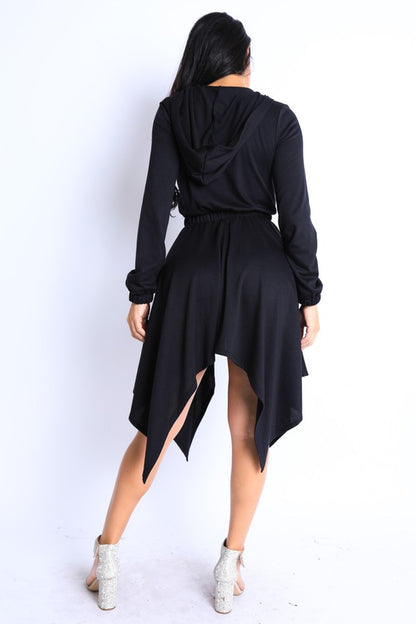 Shark Bite Ruffle Hoodie Dress