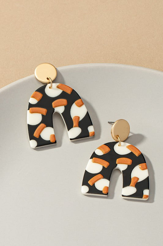 Animal print arch drop earrings